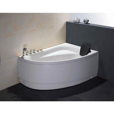 EAGO AM161-L 59 Single Person Corner White Acrylic Whirlpool Bathtub Corner View