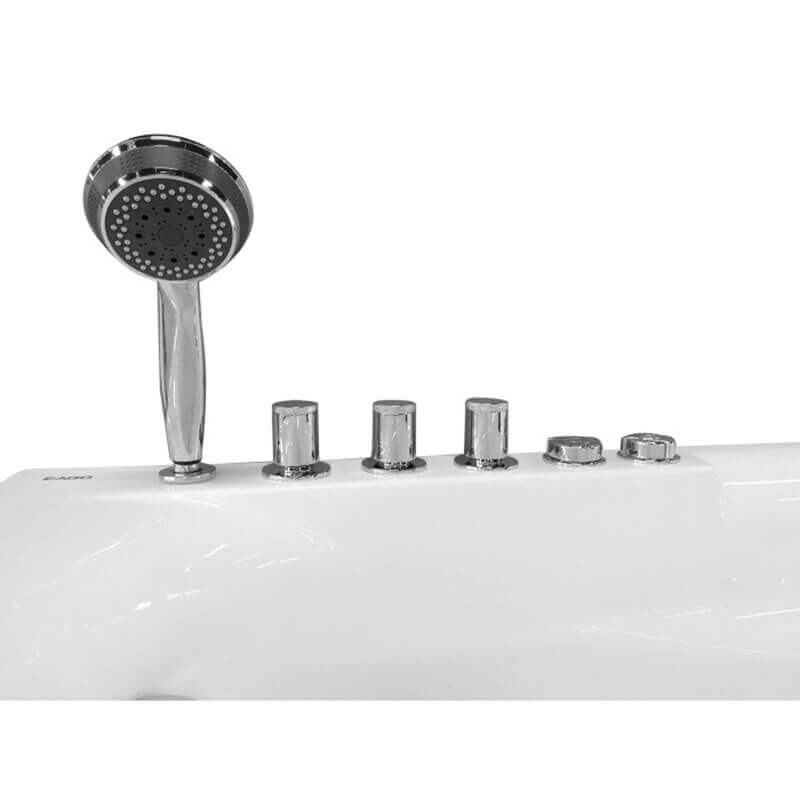 EAGO AM161-L 59 Single Person Corner White Acrylic Whirlpool Bathtub Fixture Close-Up