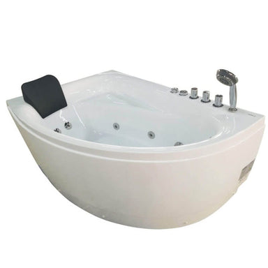 EAGO AM161-R 59 Single Person Corner White Acrylic Whirlpool Bathtub Corner View