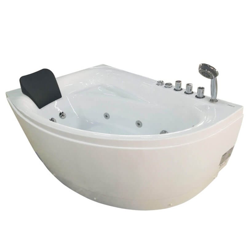 EAGO AM161-R 59 Single Person Corner White Acrylic Whirlpool Bathtub Corner View