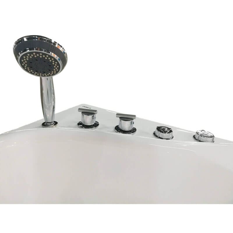 EAGO AM175-L 57 inch White Acrylic Jetted Whirlpool Bathtub with Fixtures Faucet Controls and Handheld