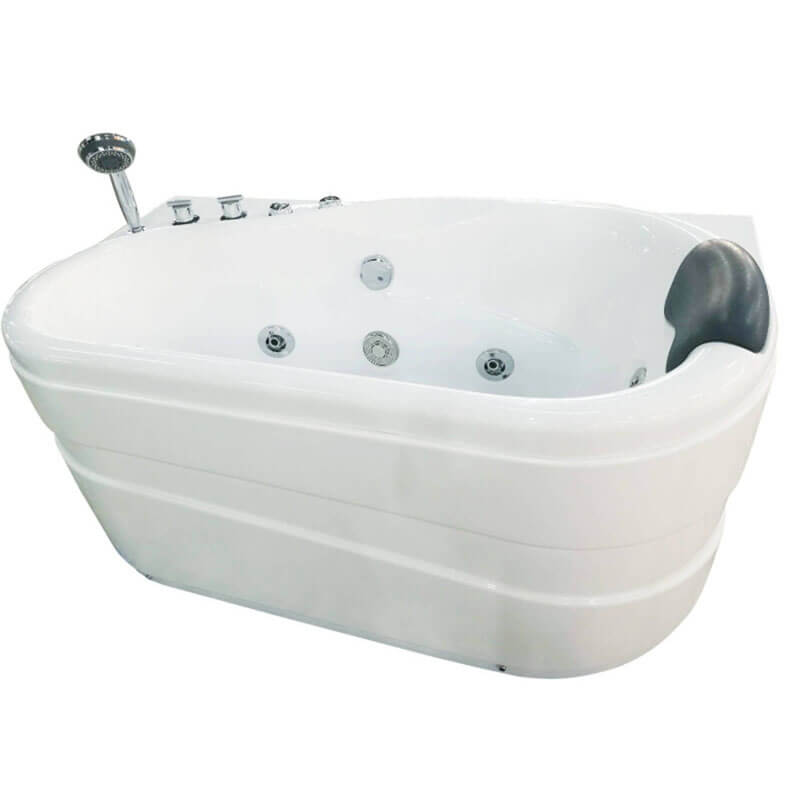 EAGO AM175-L 57'' White Acrylic Jetted Whirlpool Bathtub with Fixtures Corner View