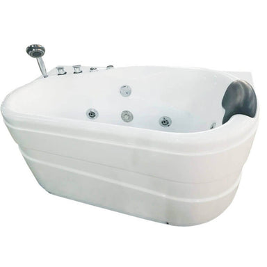 EAGO AM175-L 57'' White Acrylic Jetted Whirlpool Bathtub with Fixtures Corner View