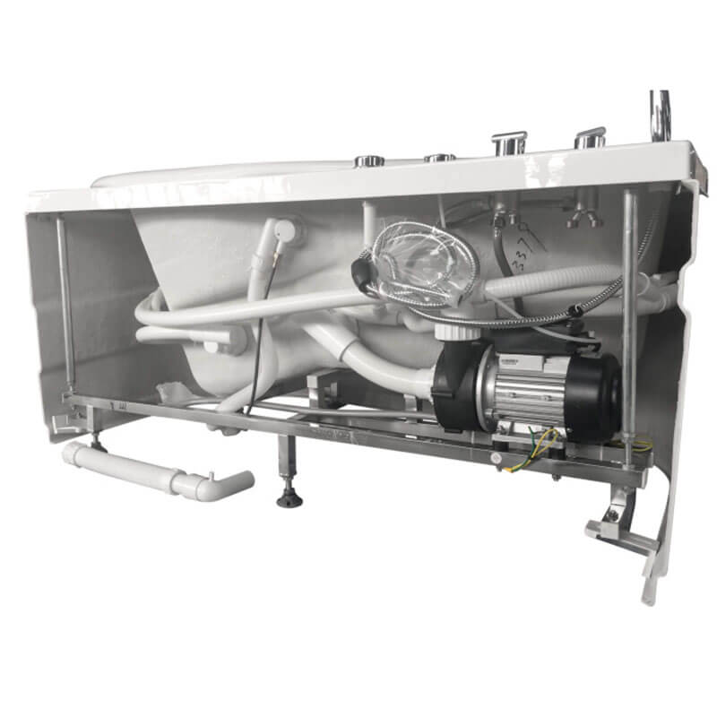 EAGO AM175-L 57'' White Acrylic Jetted Whirlpool Bathtub with Fixtures Pvc Pipes Flexible Hoses