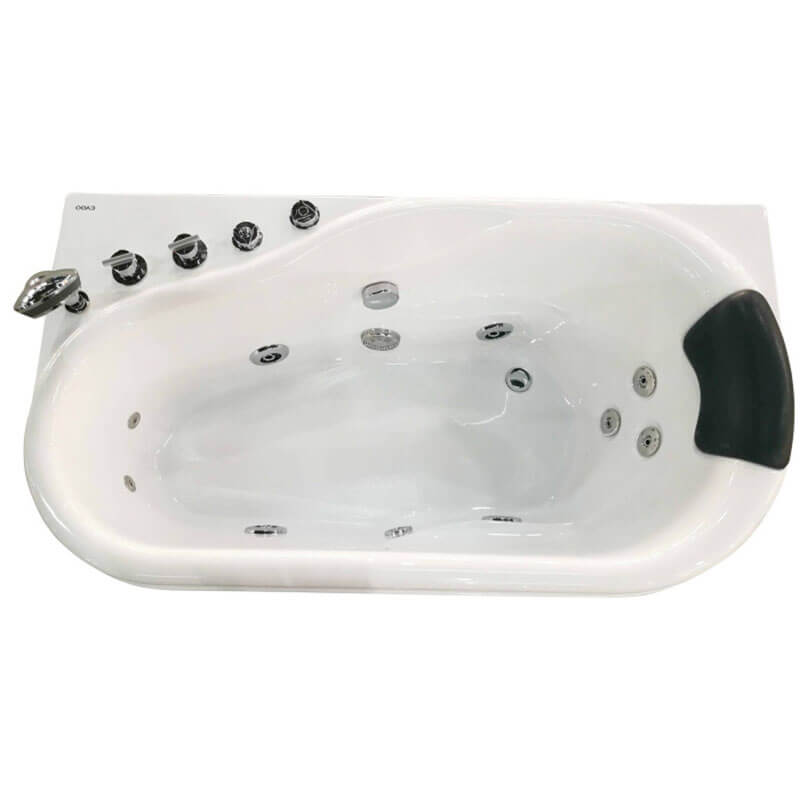 EAGO AM175-L 57'' White Acrylic Jetted Whirlpool Bathtub with Fixtures Top View
