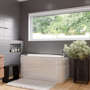 EAGO AM175-R 57 inch White Acrylic Jetted Whirlpool Bathtub with Fixtures Bathroom Set Up
