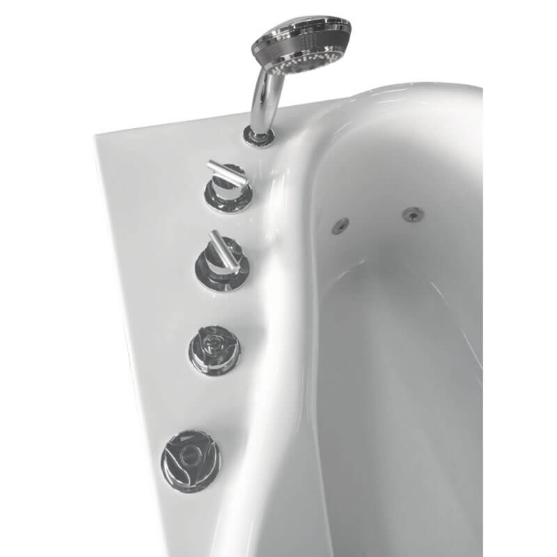 EAGO AM175-R 57 inch White Acrylic Jetted Whirlpool Bathtub with Fixtures Handheld Showerhead