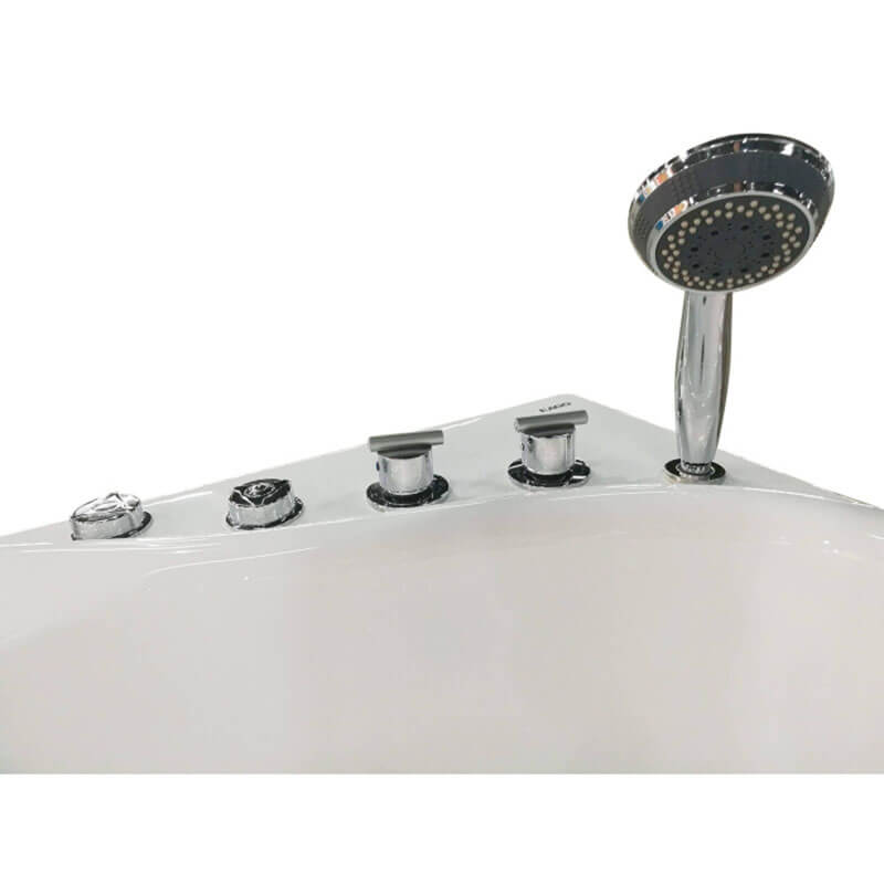 EAGO AM175-R 57'' White Acrylic Jetted Whirlpool Bathtub with Fixtures Two Round Knobs