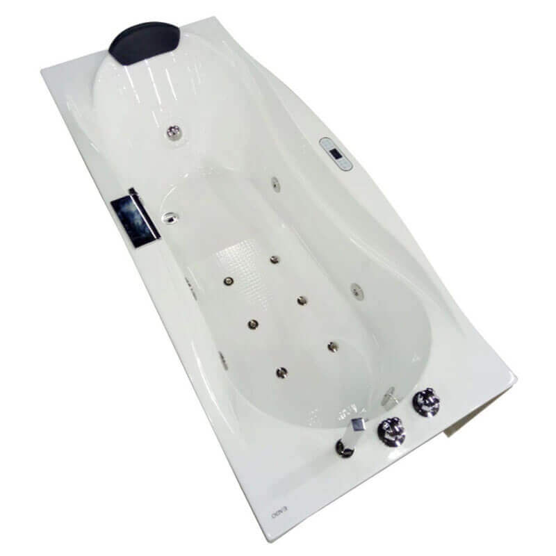 EAGO AM189ETL-L 6 ft Right Drain Acrylic White Whirlpool Bathtub with Fixtures Corner Top View