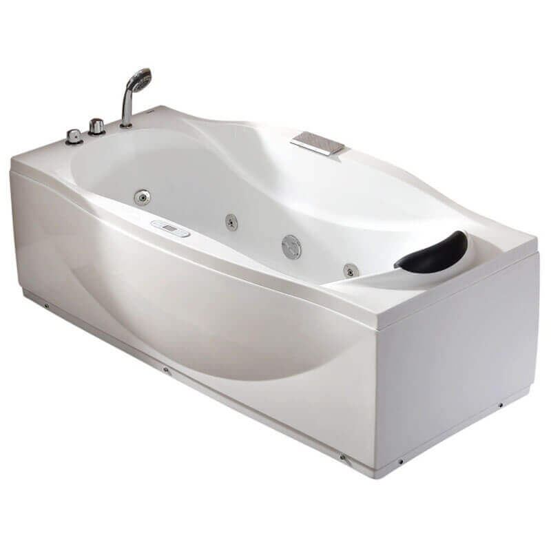 EAGO AM189ETL-L 6 ft Right Drain Acrylic White Whirlpool Bathtub with Fixtures Corner View