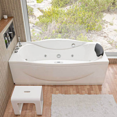 EAGO AM189ETL-L 6 ft Right Drain Acrylic White Whirlpool Bathtub with Fixtures Side View