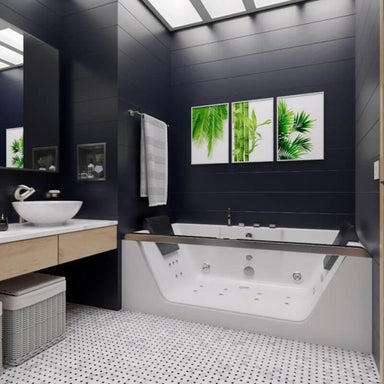 EAGO AM189ETL-R 6 ft Left Drain Acrylic White Whirlpool Bathtub with Fixtures BAthroom Set Up