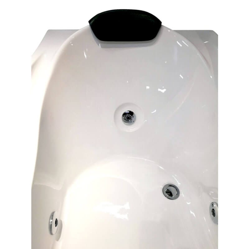 EAGO AM189ETL-R 6 ft Left Drain Acrylic White Whirlpool Bathtub with Fixtures Black Headrest