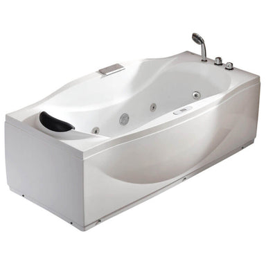 EAGO AM189ETL-R 6 ft Left Drain Acrylic White Whirlpool Bathtub with Fixtures Corner View in White Background