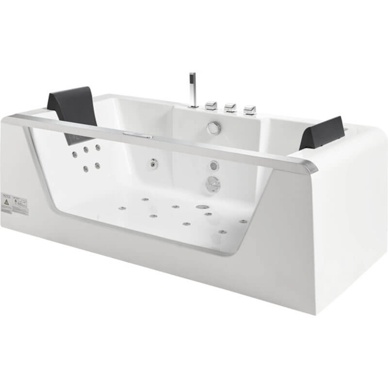 EAGO AM189ETL-R 6 ft Left Drain Acrylic White Whirlpool Bathtub with Fixtures Corner View