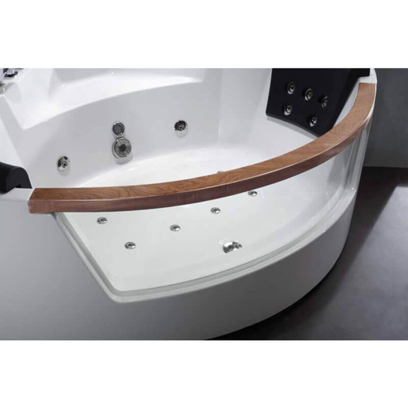 Eago Am197etl 5 Ft Clear Rounded Corner Acrylic Whirlpool Bathtub for Two Curved Wooden Handle