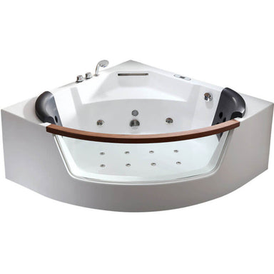 Eago Am197etl 5 Ft Clear Rounded Corner Acrylic Whirlpool Bathtub for Two Wooden Handlebar
