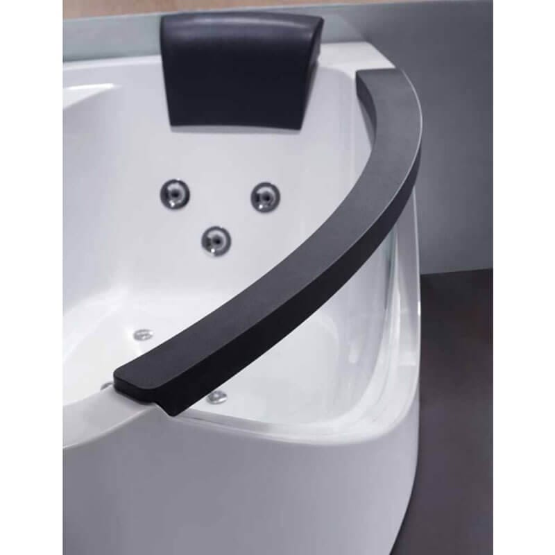 EAGO AM198ETL-L 5 ft Clear Rounded Left Corner Acrylic Whirlpool Bathtub Black Curved Armrest
