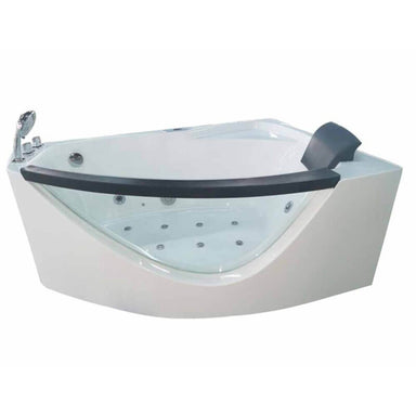 EAGO AM198ETL-L 5 ft Clear Rounded Left Corner Acrylic Whirlpool Bathtub Curved Glass Front