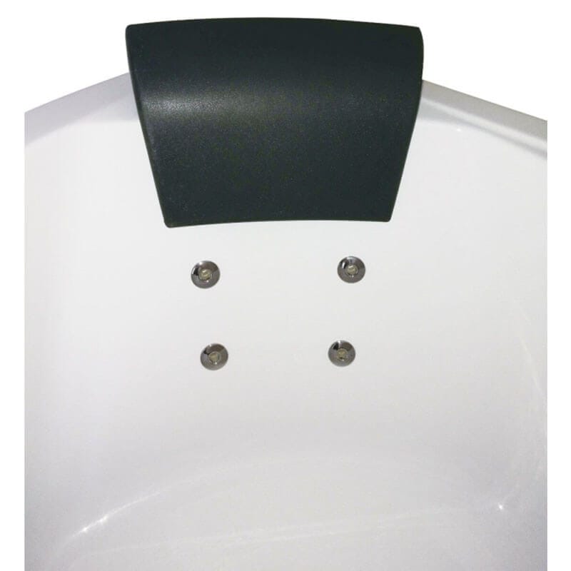 EAGO AM200 5' Rounded Modern Double Seat Corner Whirlpool Bathtub with Fixtures Black Cushioned Headrest