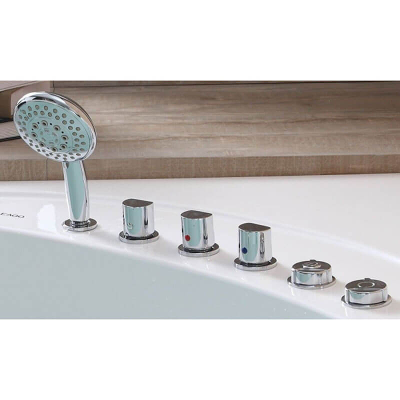 EAGO AM200 5' Rounded Modern Double Seat Corner Whirlpool Bathtub with Fixtures Faucet Handheld Shower