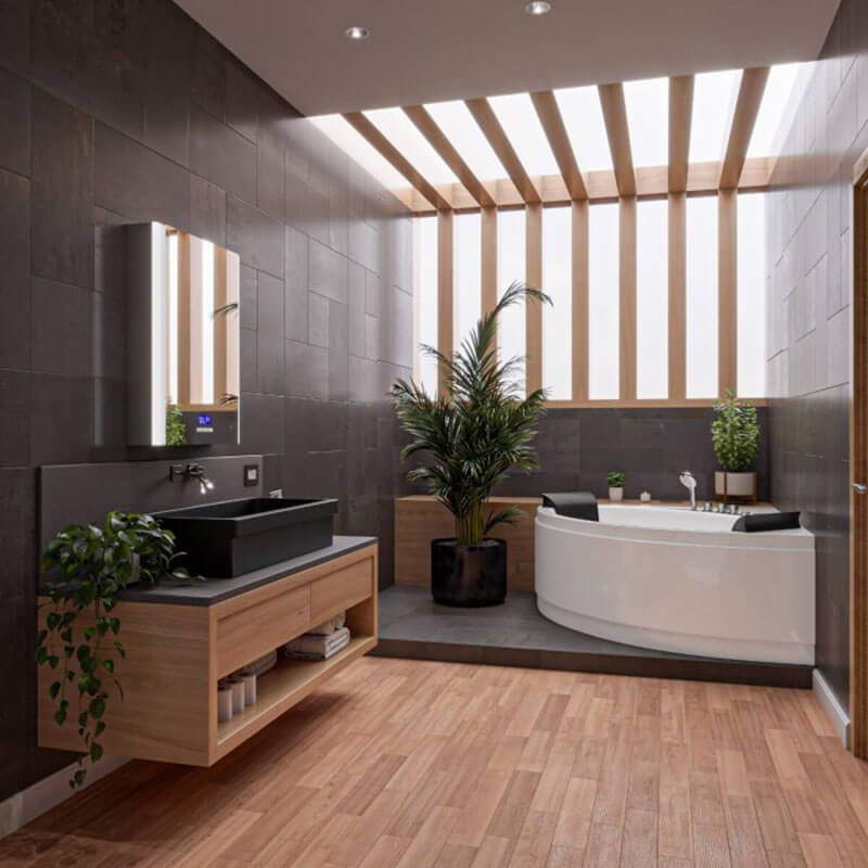 EAGO AM200 5' Rounded Modern Double Seat Corner Whirlpool Bathtub with Fixtures Modern Bathroom Set UP