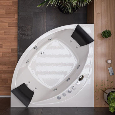 EAGO AM200 5' Rounded Modern Double Seat Corner Whirlpool Bathtub with Fixtures Top View