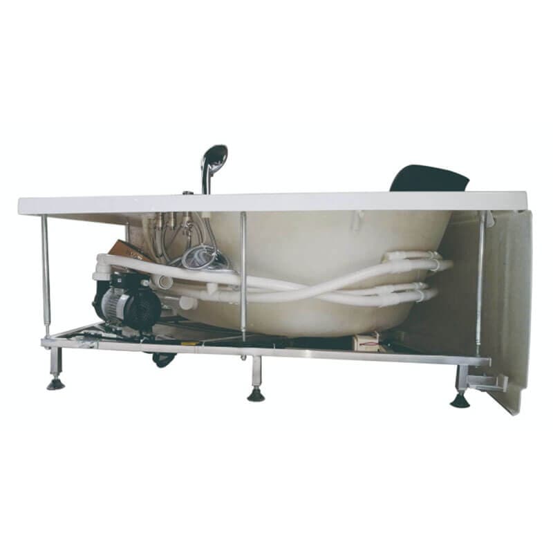 EAGO AM200 5' Rounded Modern Double Seat Corner Whirlpool Bathtub with Fixtures White Flexible Hoses