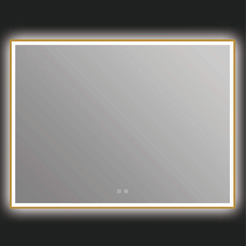 Eden Led Mirror Brushed Gold Front View 48” X 36”