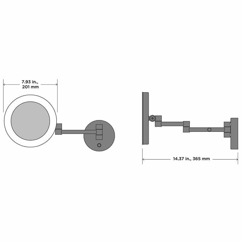 Electric Mirror Glamour Makeup Mirror Technical Drawings