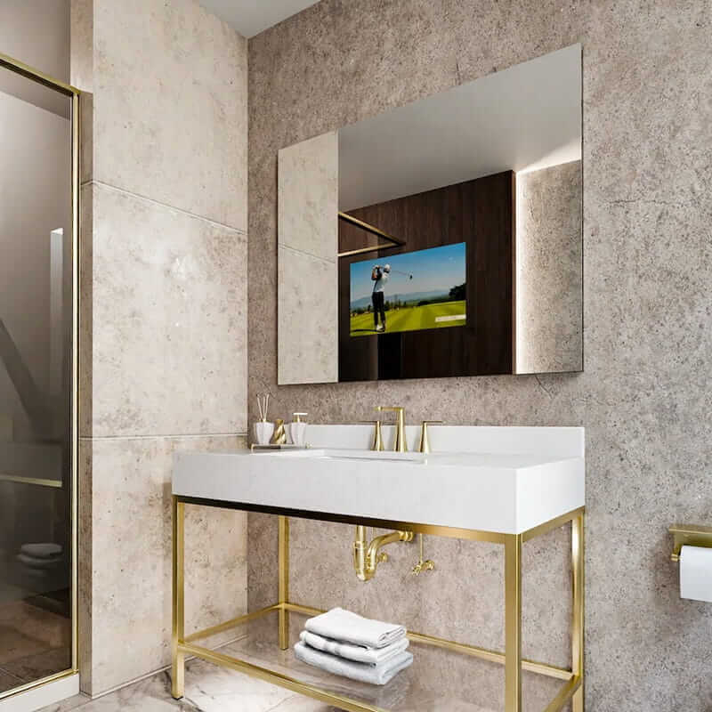 Electric Mirror Loft Lighted Mirror Tv Corner View Facing Left