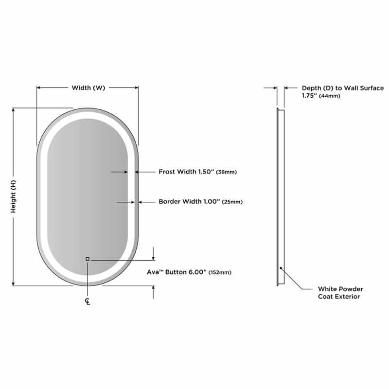 Electric Mirror Saratoga Led Lighted Mirror Technical Drawings