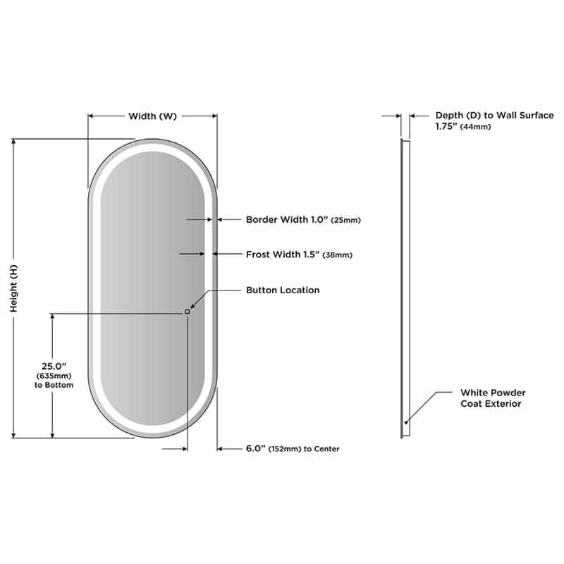 Electric Mirror Saratoga Lighted Wardrobe Mirror Technical Drawings