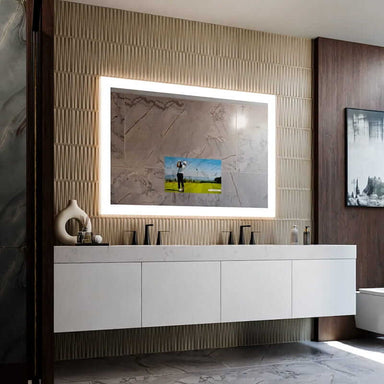 Electric Mirror Silhouette Lighted Mirror Tv Corner View Facing Right