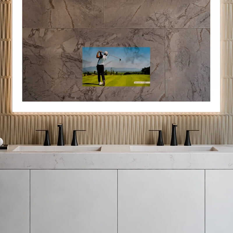 Electric Mirror Silhouette Lighted Mirror TV Front View Up Close