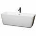 Emily 69" Freestanding Acrylic White Bathtub With Polished Chrome Trim and Matte Black Faucet Top Front View