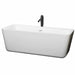 Emily 69" Freestanding Acrylic White Bathtub With Shiny White Trim and Matte Black Faucet Top Front View