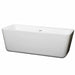 Emily 69" Freestanding Acrylic White Bathtub With Shiny White Trim No Faucet Top Front View