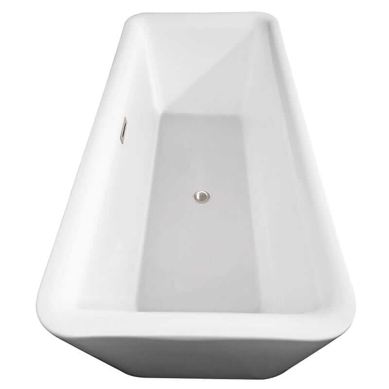 Emily 69 Inch Freestanding Acrylic Bathtub With Brushed Nickel Trim Top Side View
