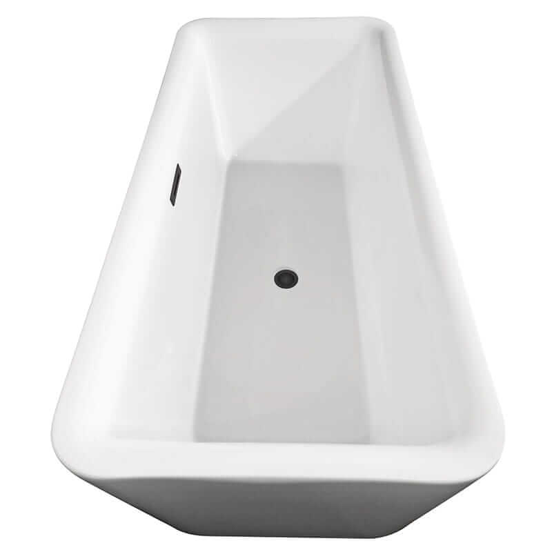 Emily 69 Inch Freestanding Acrylic White Bathtub With Matte Black Trim Top Side View
