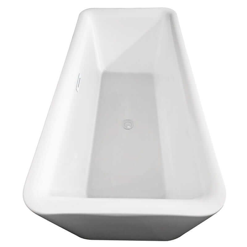Emily 69 Inch Freestanding Acrylic White Bathtub With Shiny White Trim No Faucet Top Side View