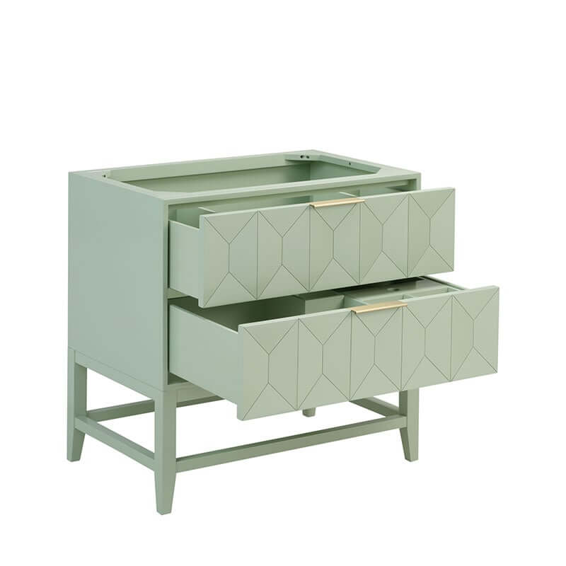 Emmeline 36 Inch Single Vanity Pistachio Open Drawer