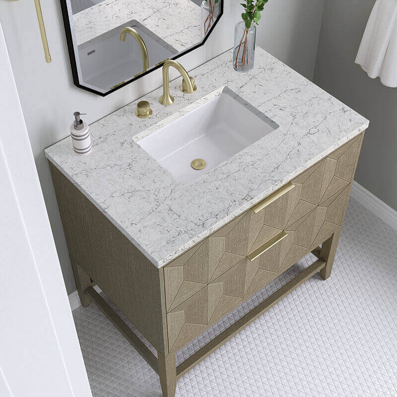 Emmeline 36 Single Vanity Pebble Oak Eternal Jasmine Pearl Top