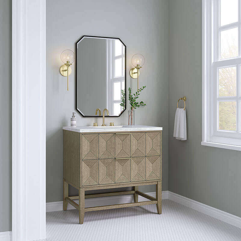 Emmeline 36 Single Vanity Pebble Oak Side View