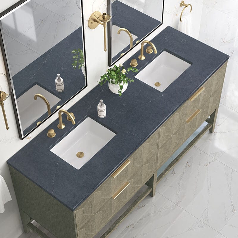 Emmeline 72 Double Vanity Pebble Oak Charcoal Soapstone Top 