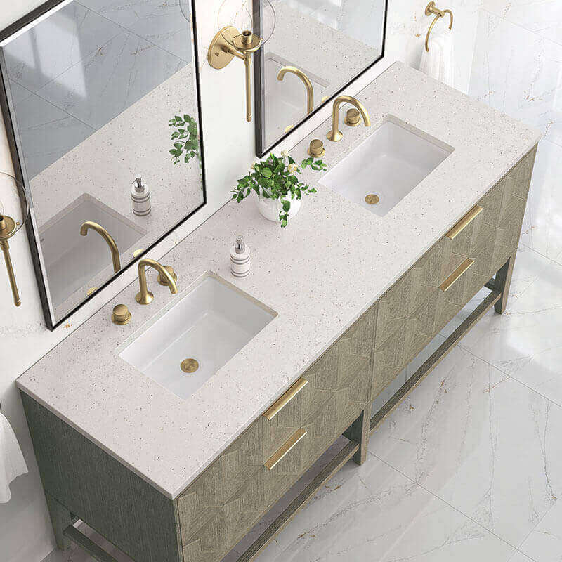 Emmeline 72 Inch Double Vanity Pebble Oak Lime Delight Top