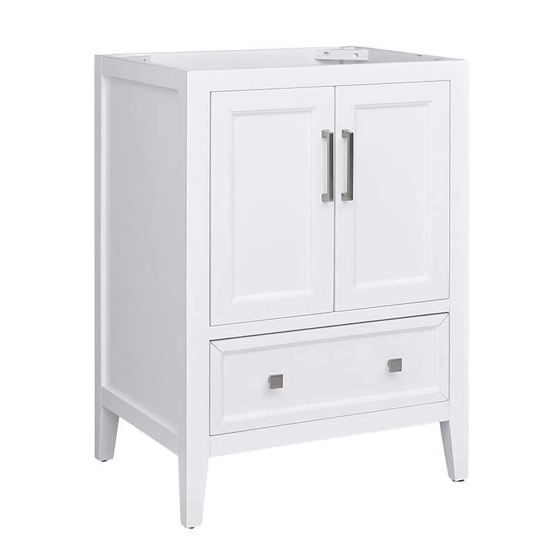 Everette 24 inch Single Vanity White Cabinet Only Corner View