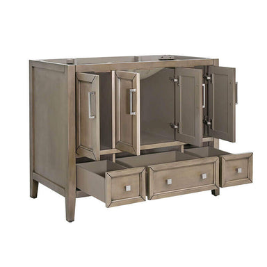 Everette 42 Single Vanity Gray Oak Cabinet Only Open Drawer