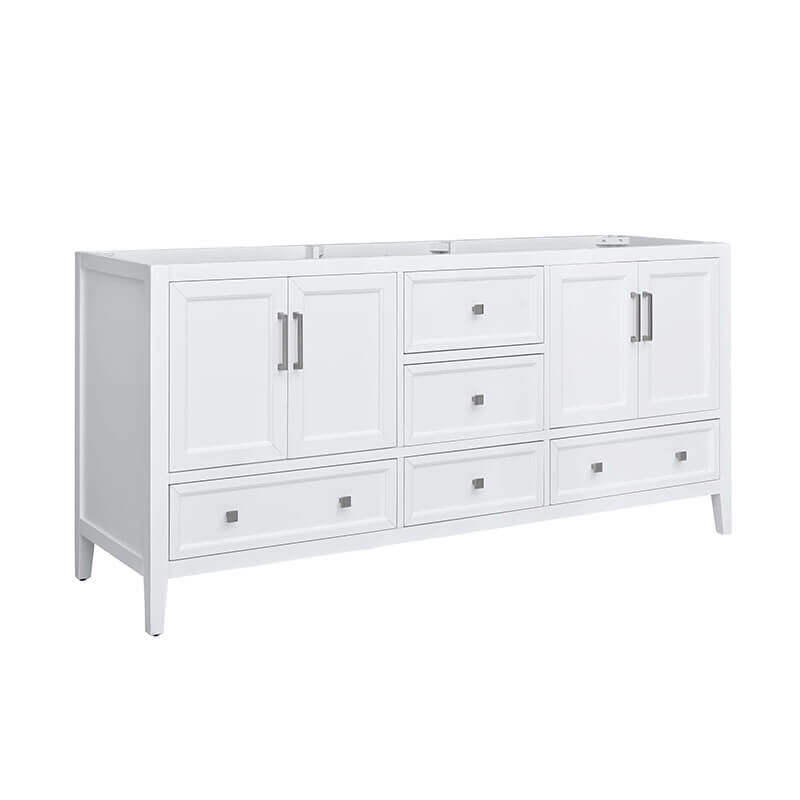 Everette 72 inch Double Vanity White Cabinet Only Corner View