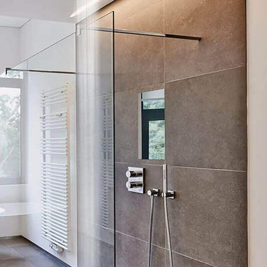 Fog Free Mirror Corner View Bathroom Set Up